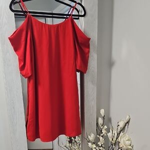 Chic Scarlet Cold-Shoulder Dress